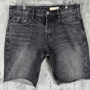 ALLSAINTS Switch Charcoal Wash Denim Shorts Men's W32 Cutoff Raw Hem